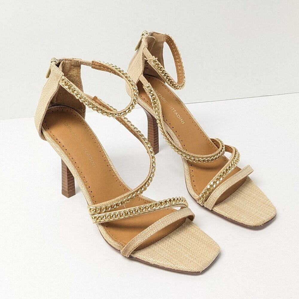 Adrienne Vittadini Geoff Heeled Sandals, Natural, Women's 10